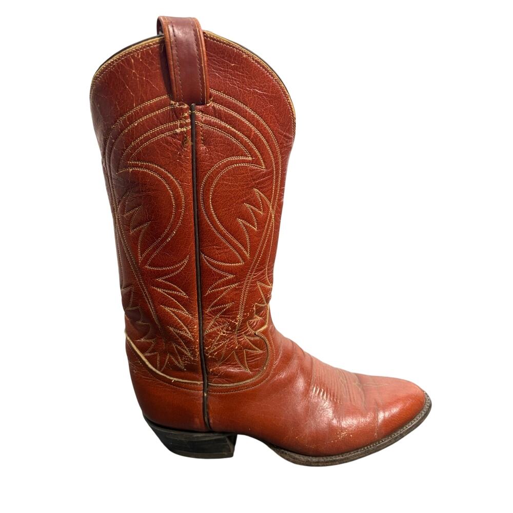 Tony Lama Cowboy Boot Distressed Leather USA Western Vintage Fall Winter 9.5